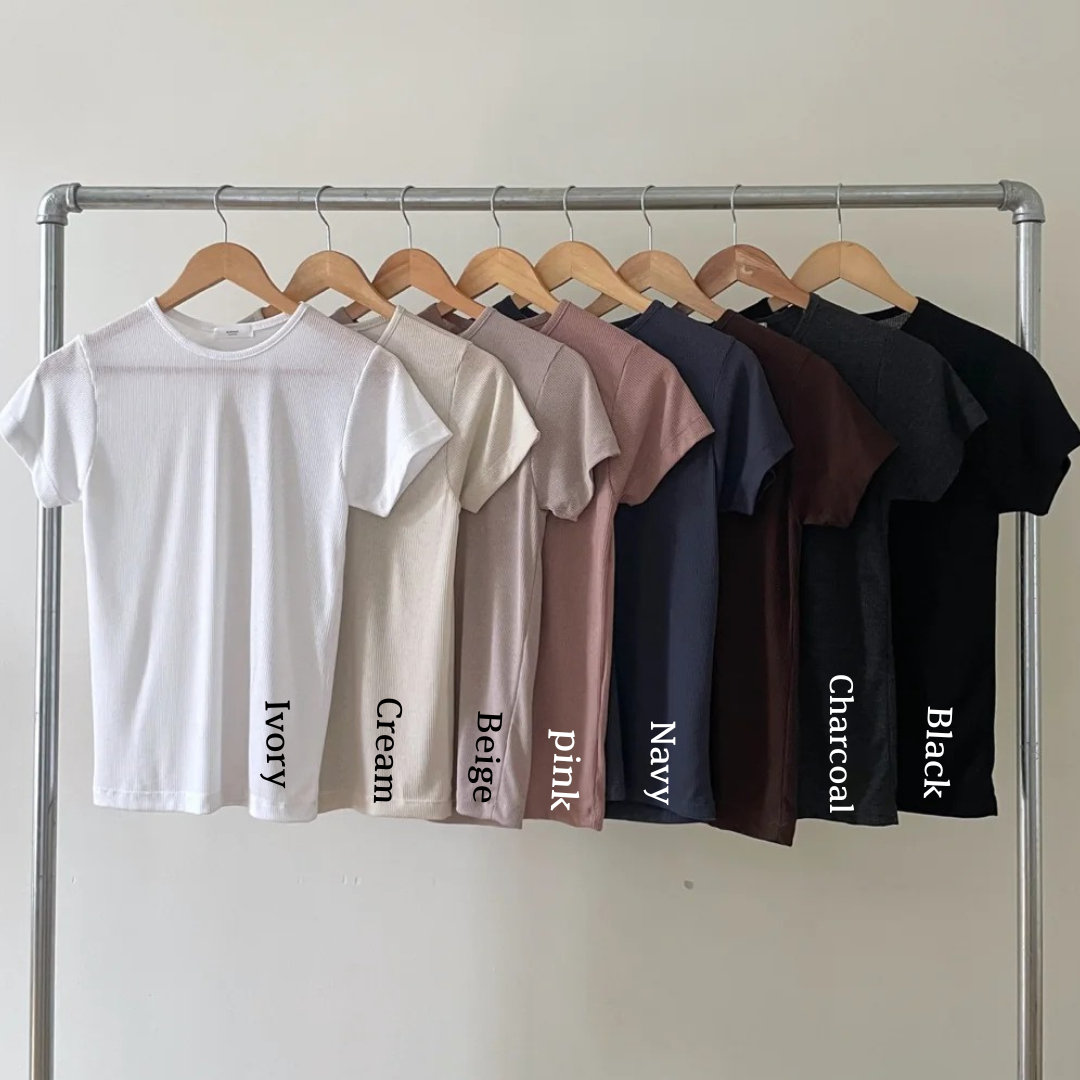 Ribbed Rayon T-Shirt