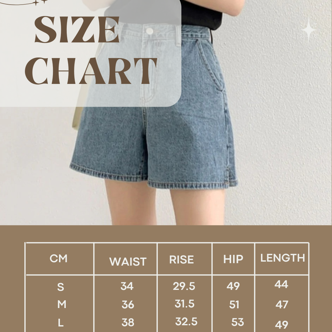 Hem Slits Mid-Length Denim Shorts