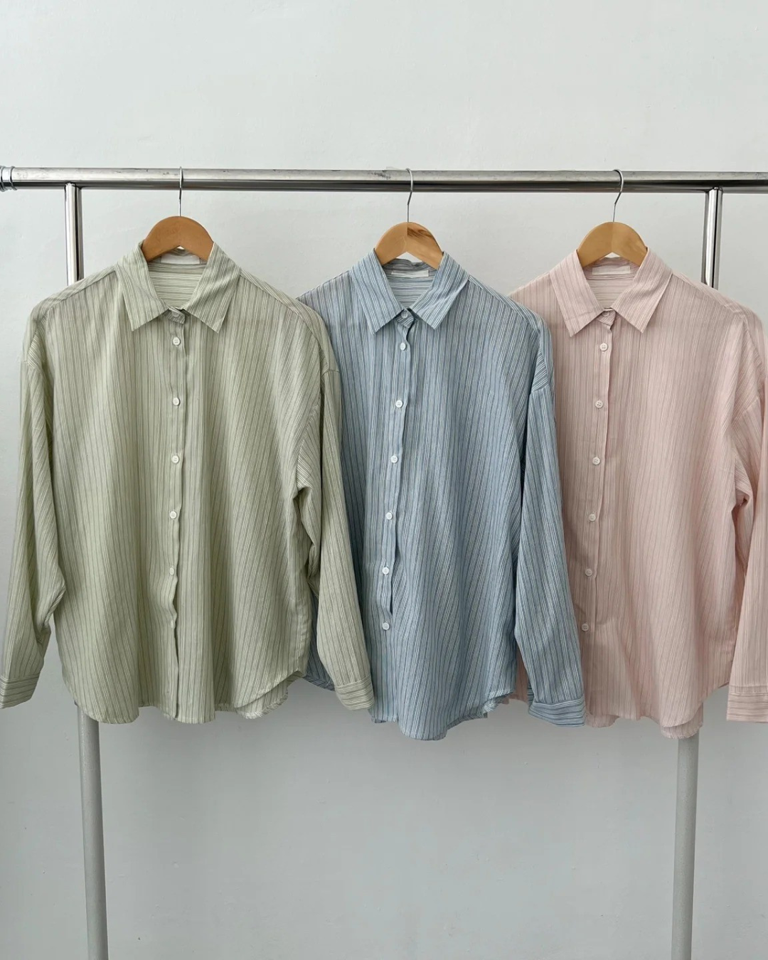 Airy Lines Loose Fit Cotton Shirt