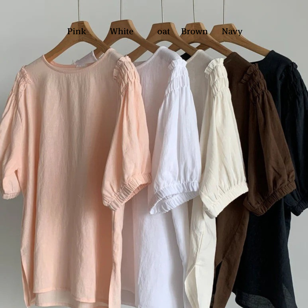 Puff Sleeve Linen Blouse