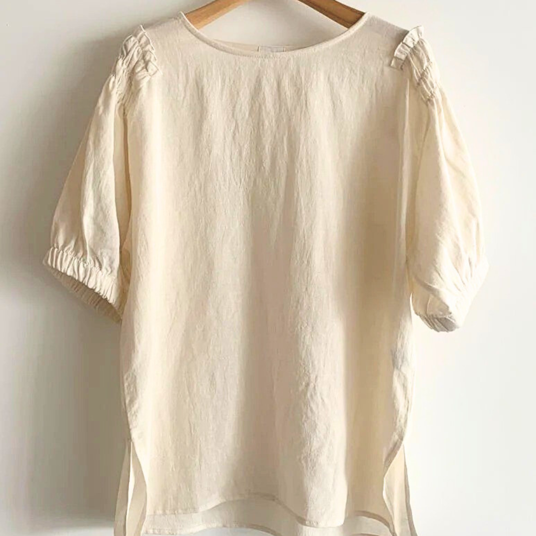 Puff Sleeve Linen Blouse