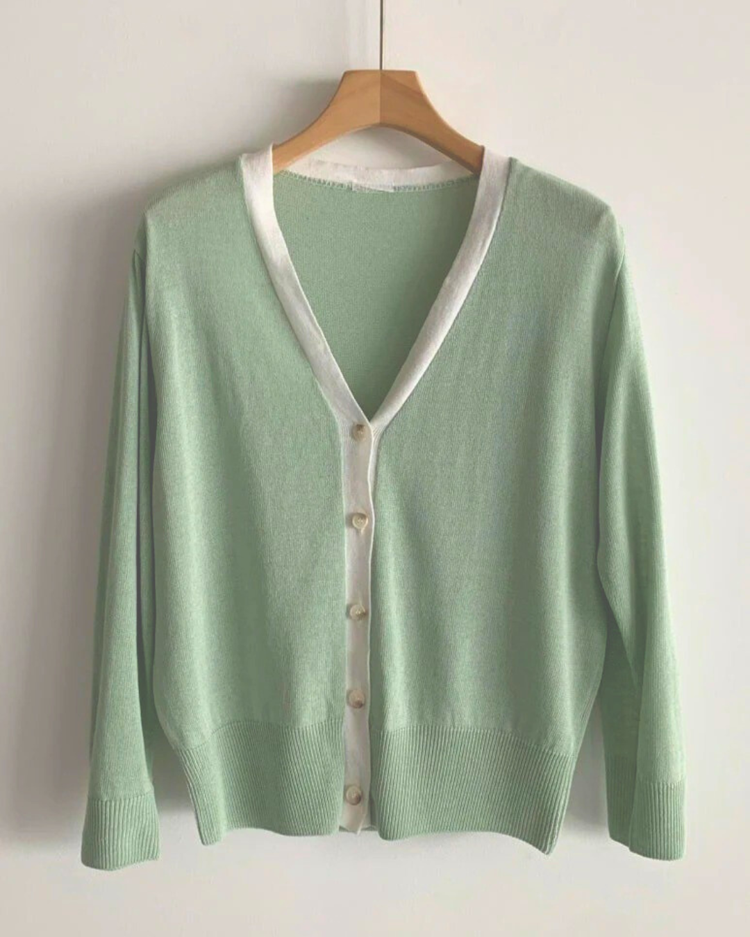Linen Two-Tone Cardigan |V-Neck Cardigan | Made in Korea