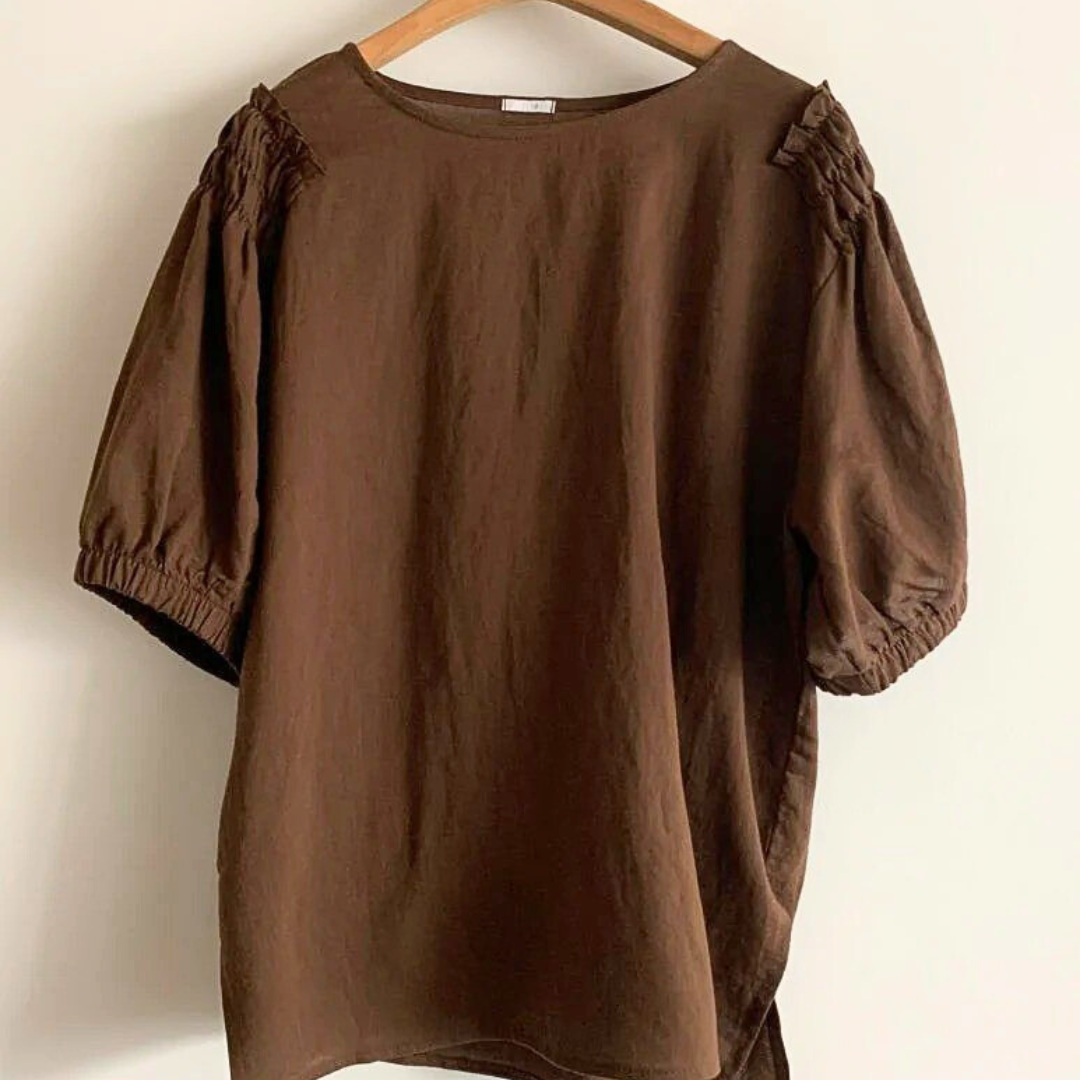 Puff Sleeve Linen Blouse