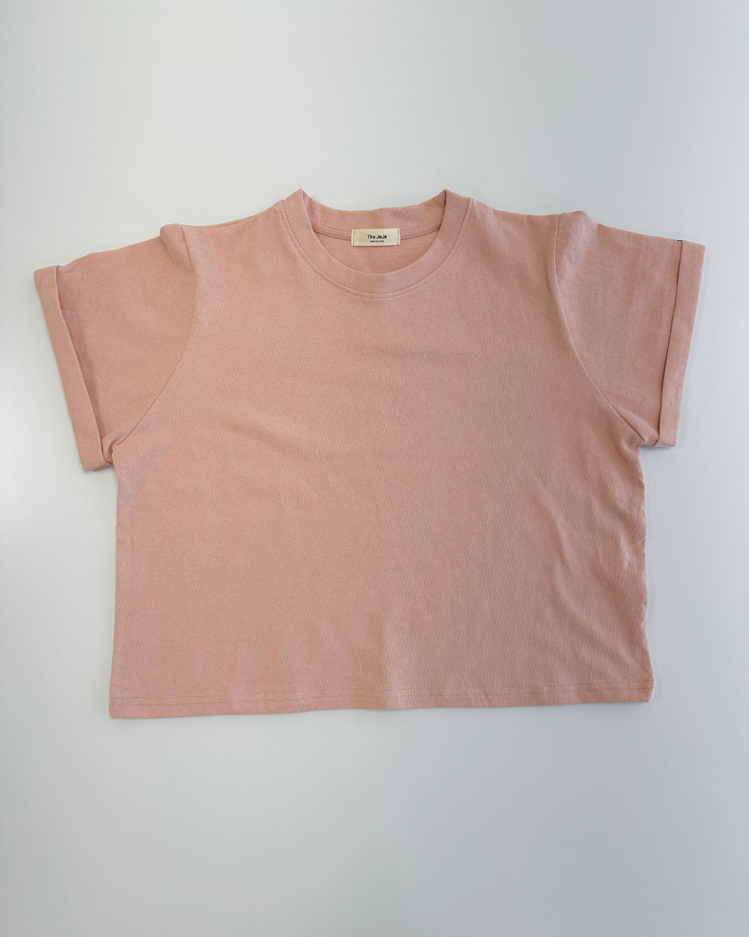Natural Roll-Up Basic T-Shirt