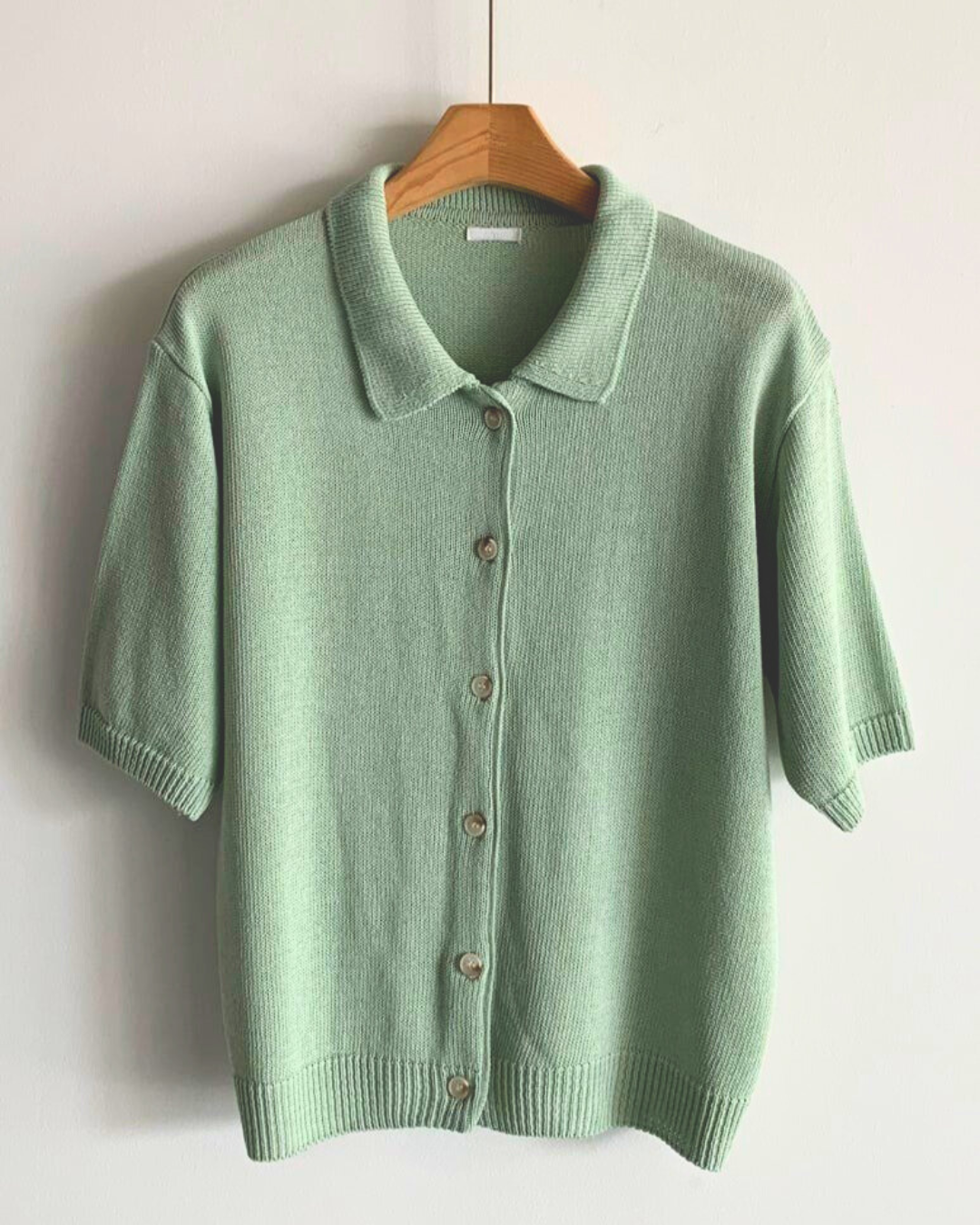 Linen Collar Cardigan | Short Sleeve Knit Shirt