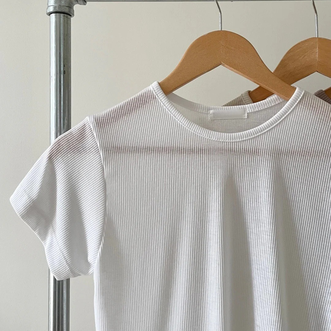 Ribbed Rayon T-Shirt