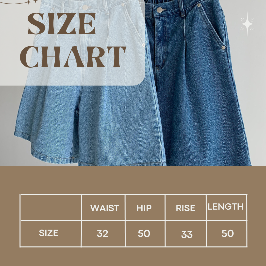 Pin-Tuck Demin Short Pants