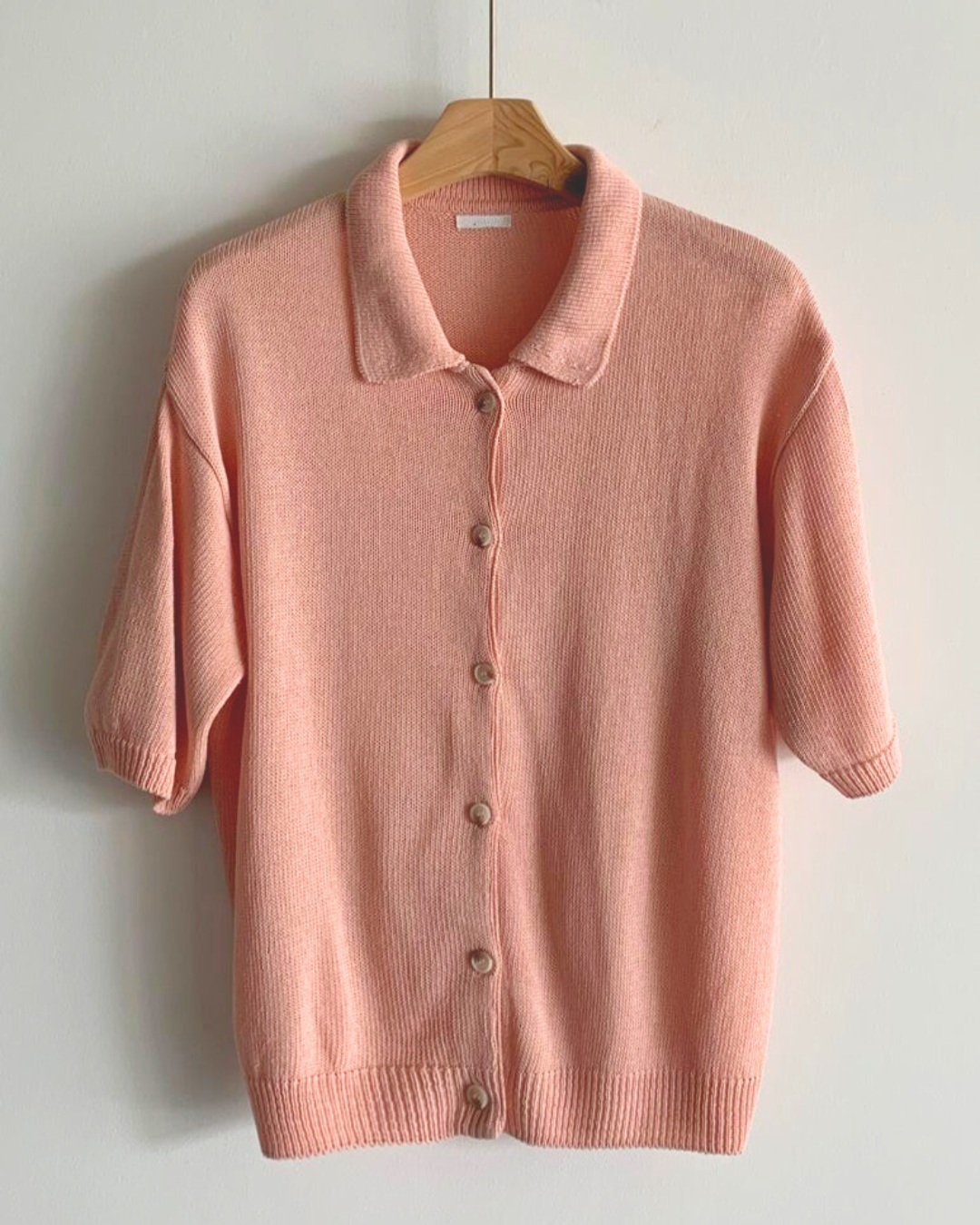 Linen Collar Cardigan | Short Sleeve Knit Shirt