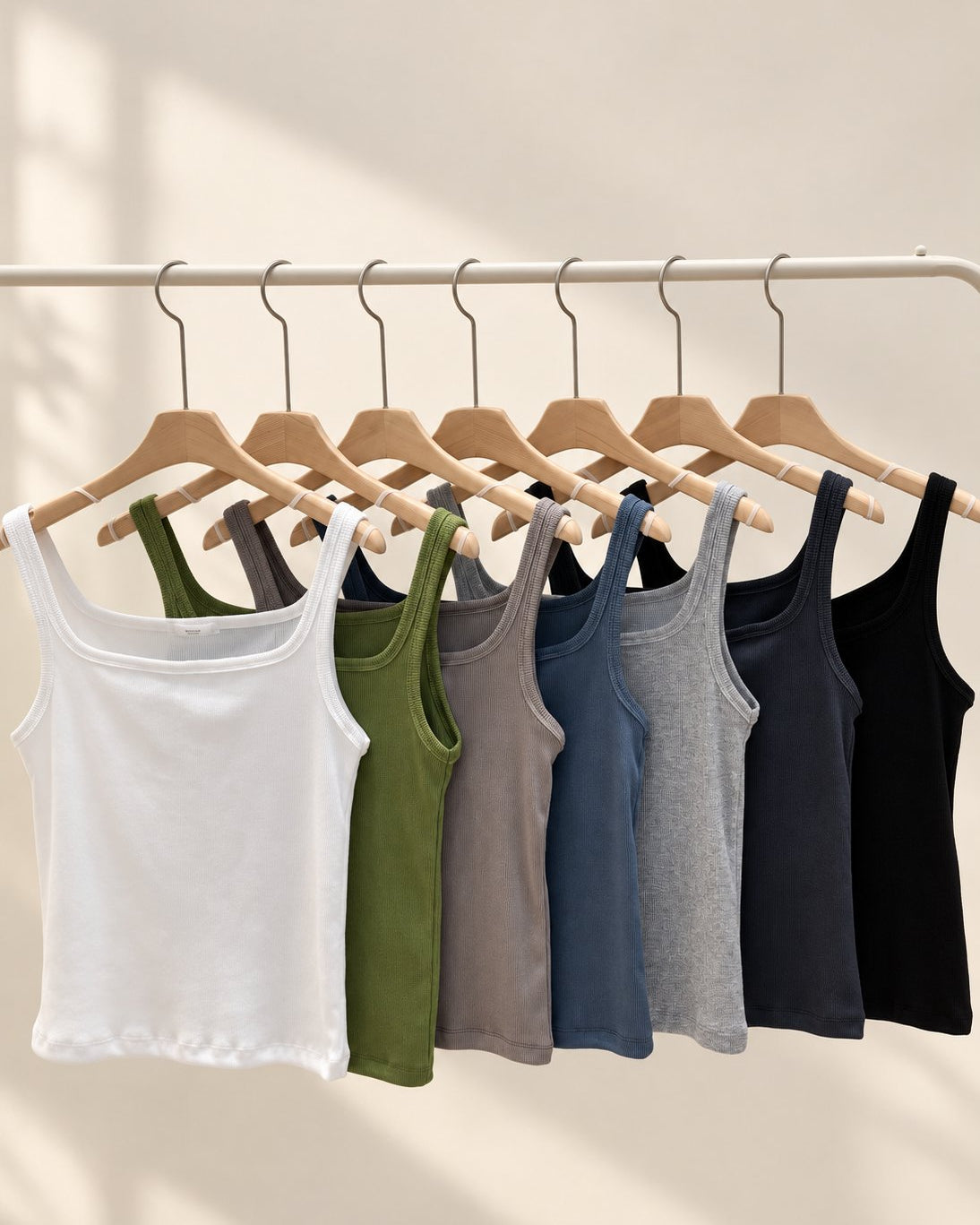 Ribbed Henley Tank Top — 전체 사진 색상 · 원본 2 수정본