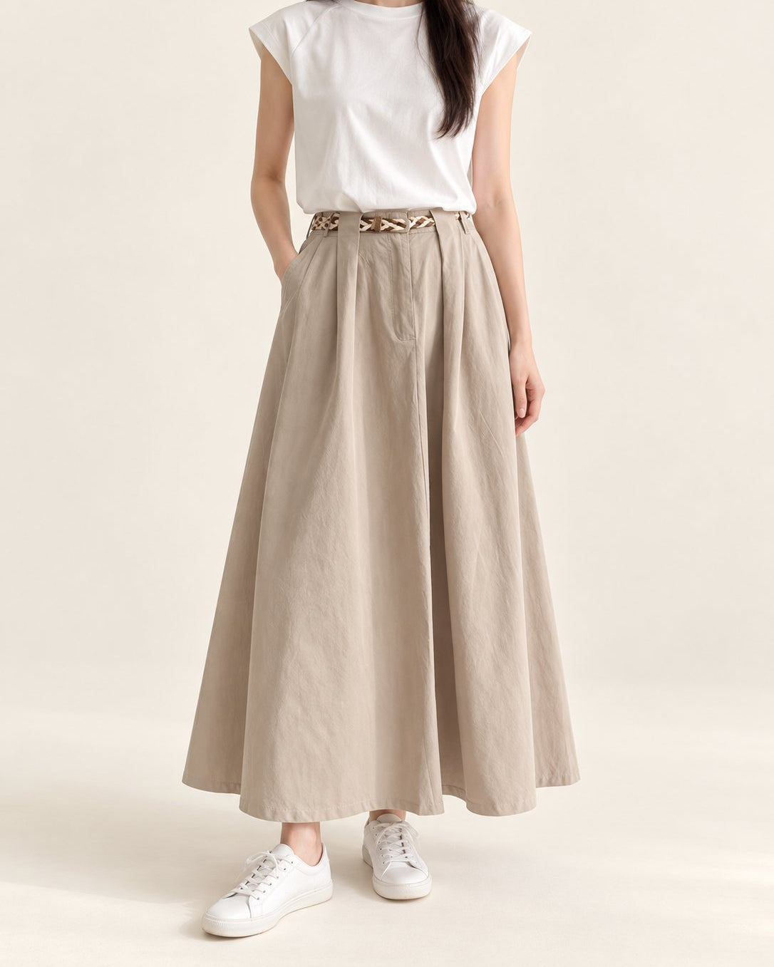 Soft A-Line Maxi Skirt — 원본 색상 · 원본 3 수정본