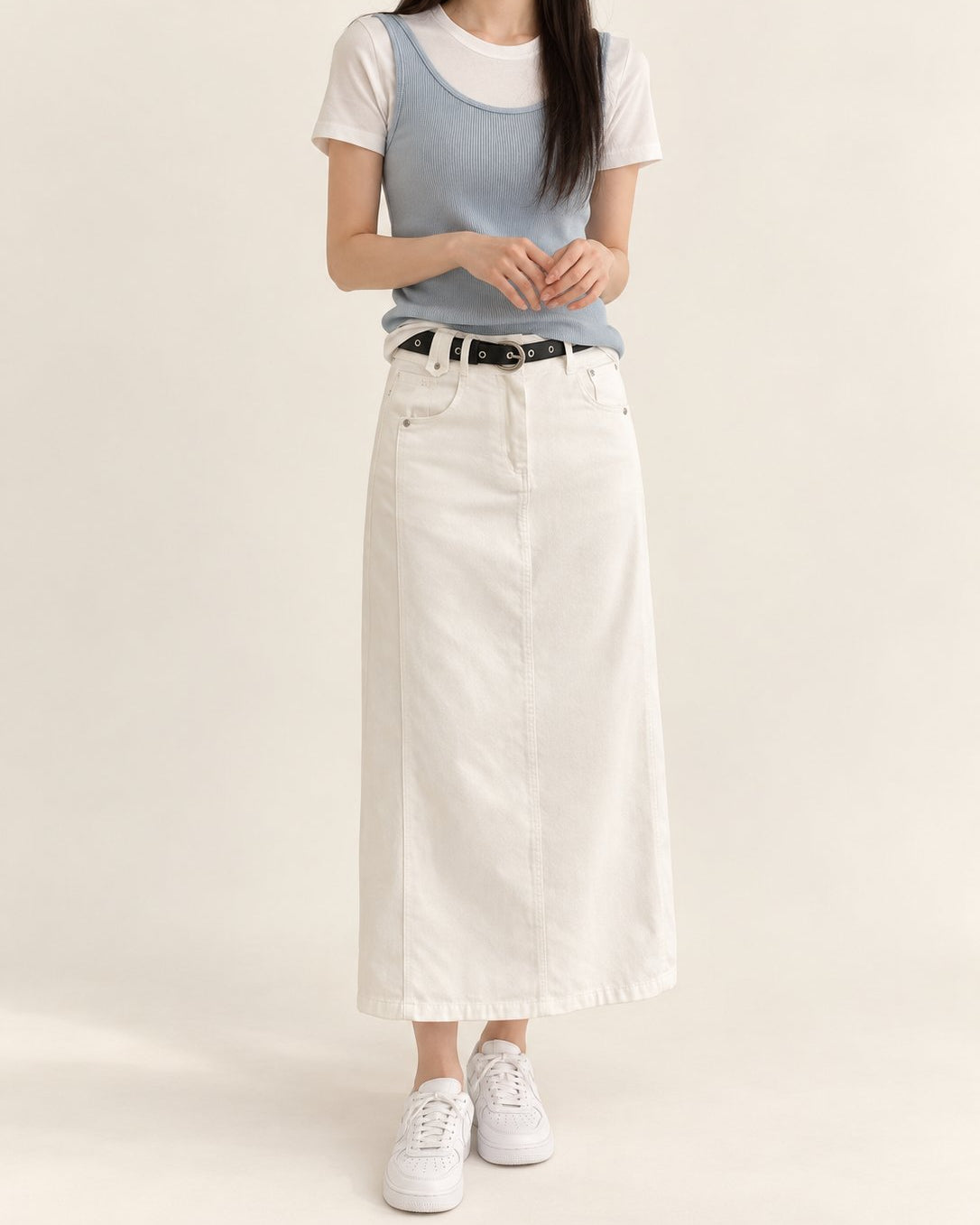 Straight Fit Cotton Skirt — 원본 색상 · 원본 3 수정본