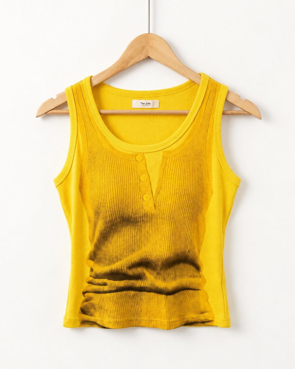 Layered Look Graphic Print Ribbed Tank Top — Yellow · 원본 1 수정본