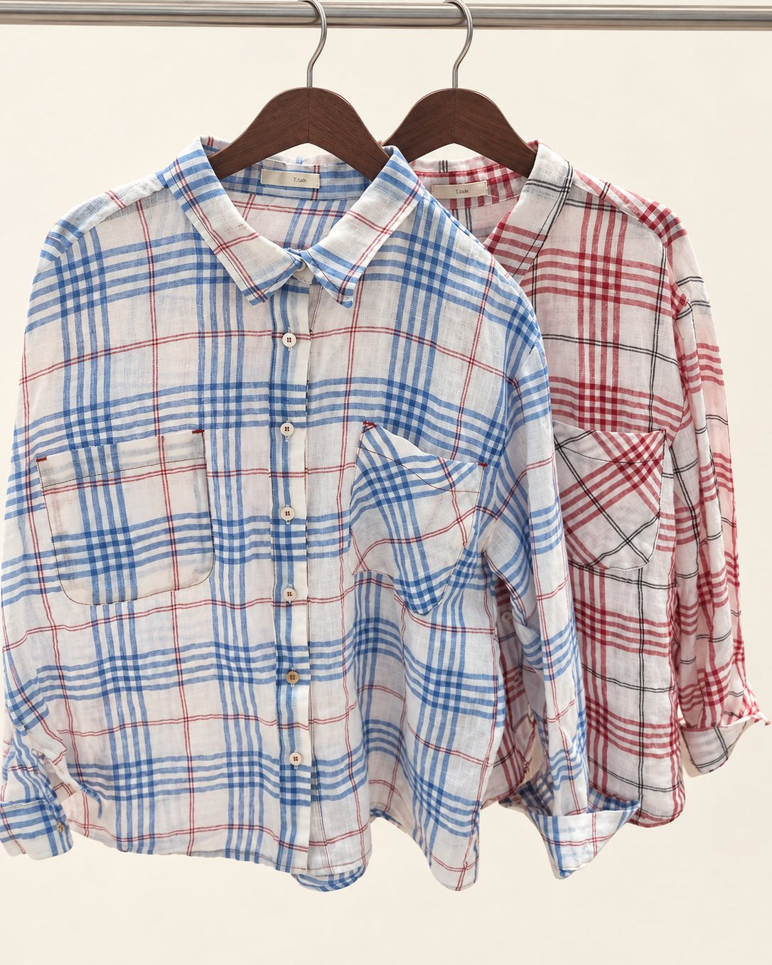 Soft Plaid Linen Shirt — 원본 색상 · 원본 3 수정본