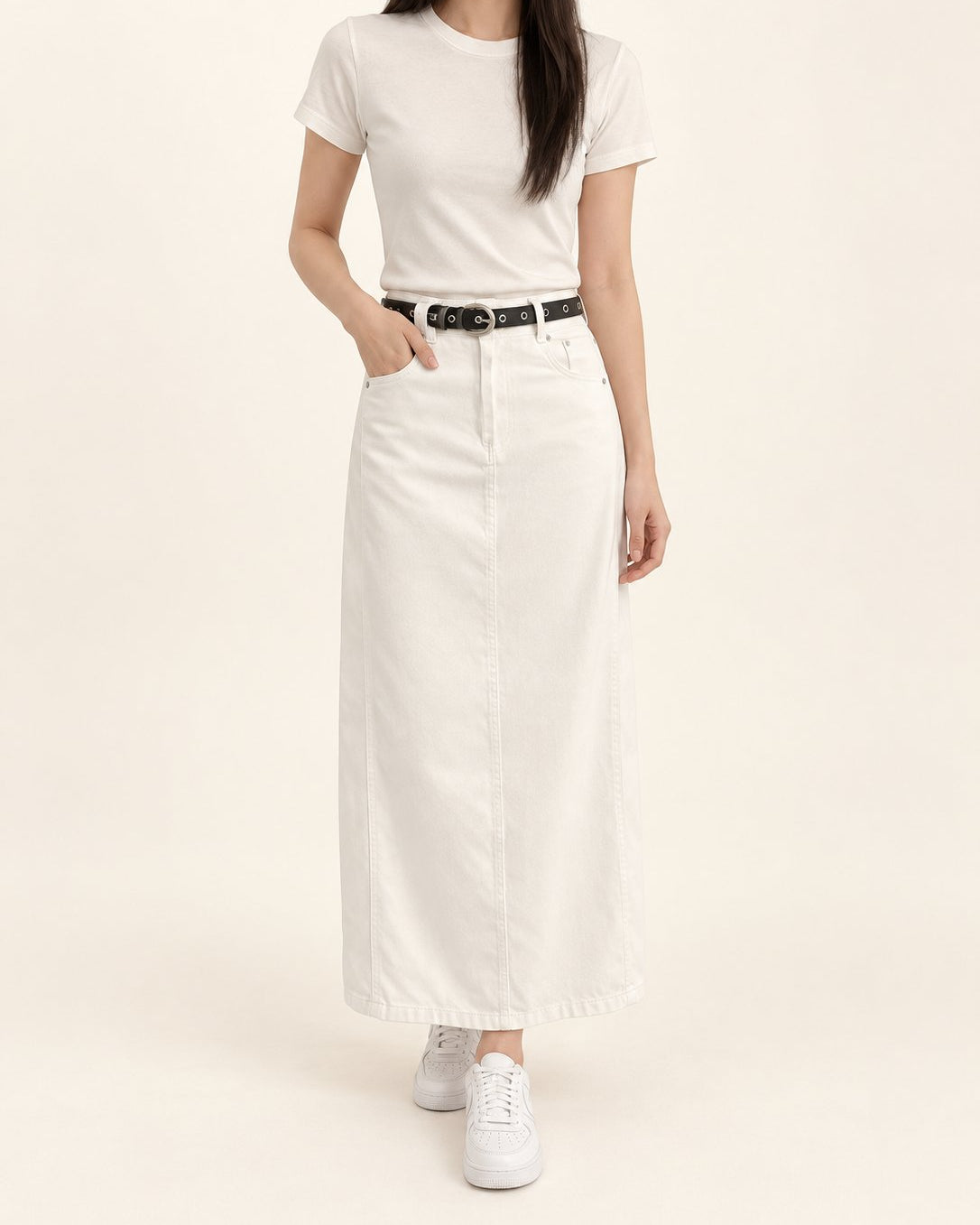 Straight Fit Cotton Skirt — 원본 색상 · 원본 2 수정본