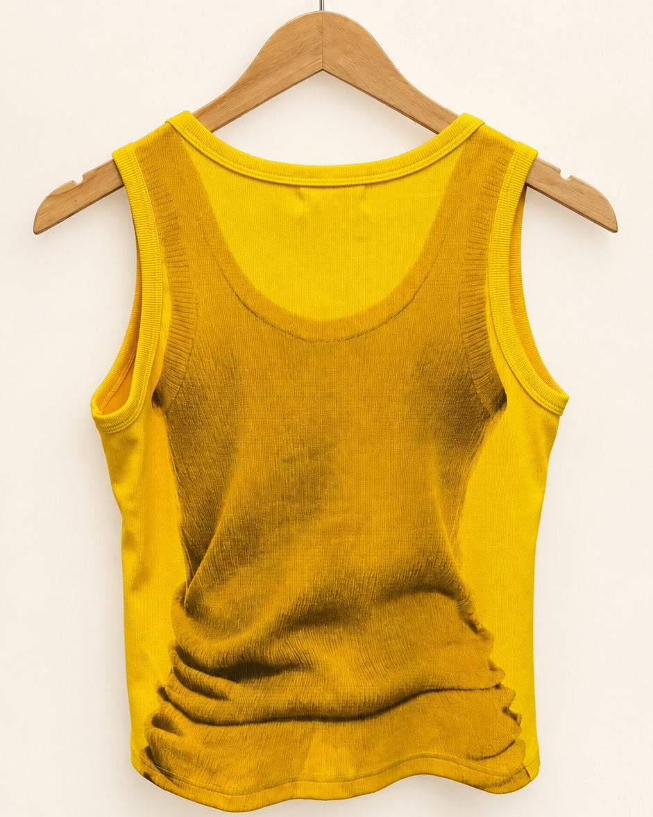 Layered Look Graphic Print Ribbed Tank Top — Yellow · 원본 20 수정본