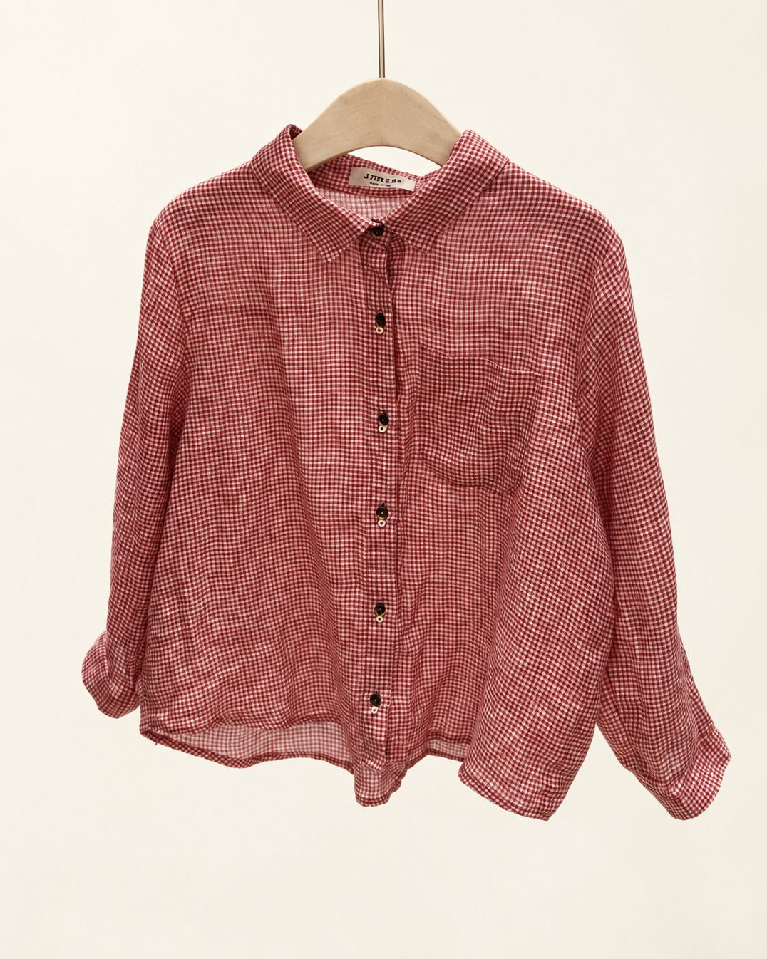 Audrey Gingham Linen Shirt — Red · 원본 1 수정본