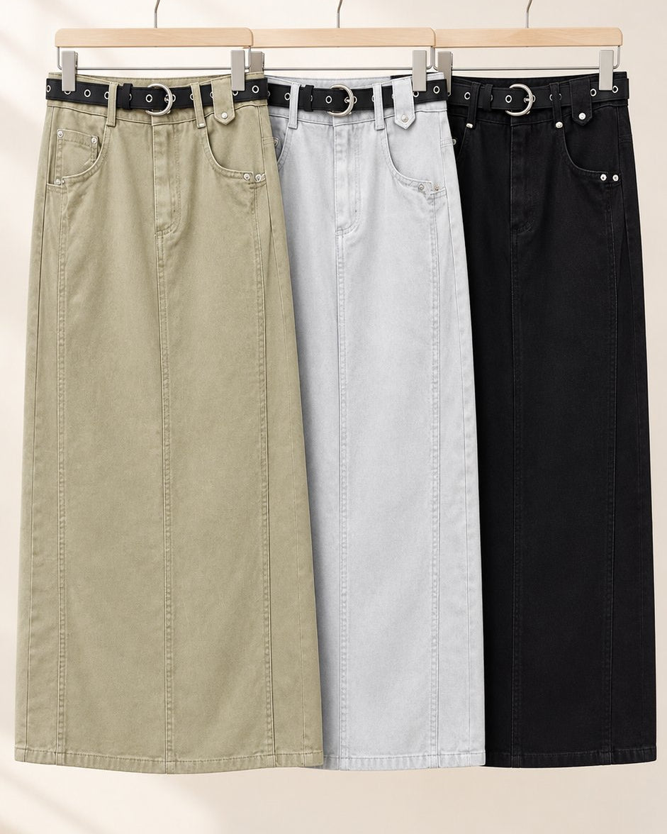 Straight Fit Cotton Skirt — 원본 색상 · 원본 4 수정본