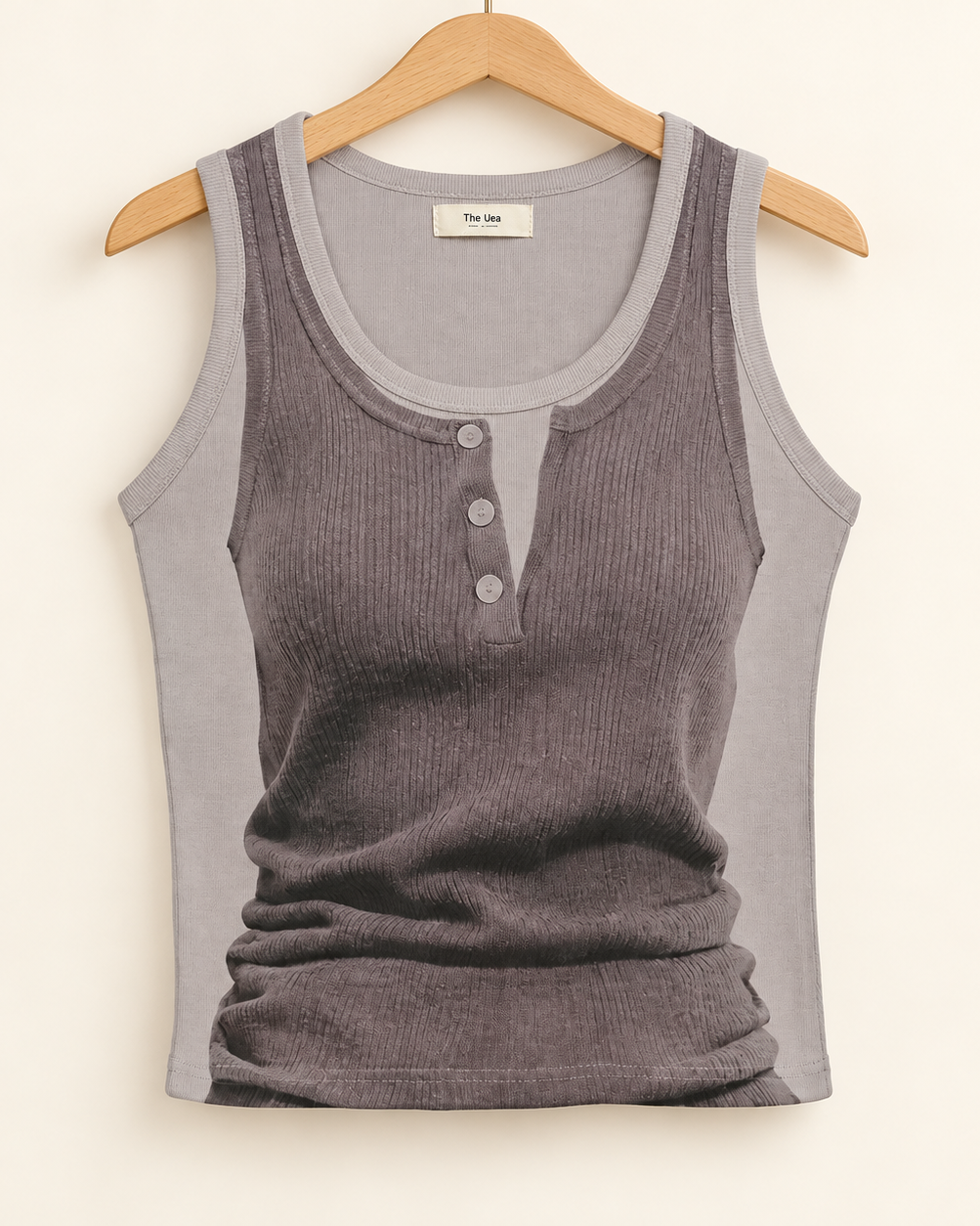 Layered Look Graphic Print Ribbed Tank Top — Gray · 원본 9 수정본
