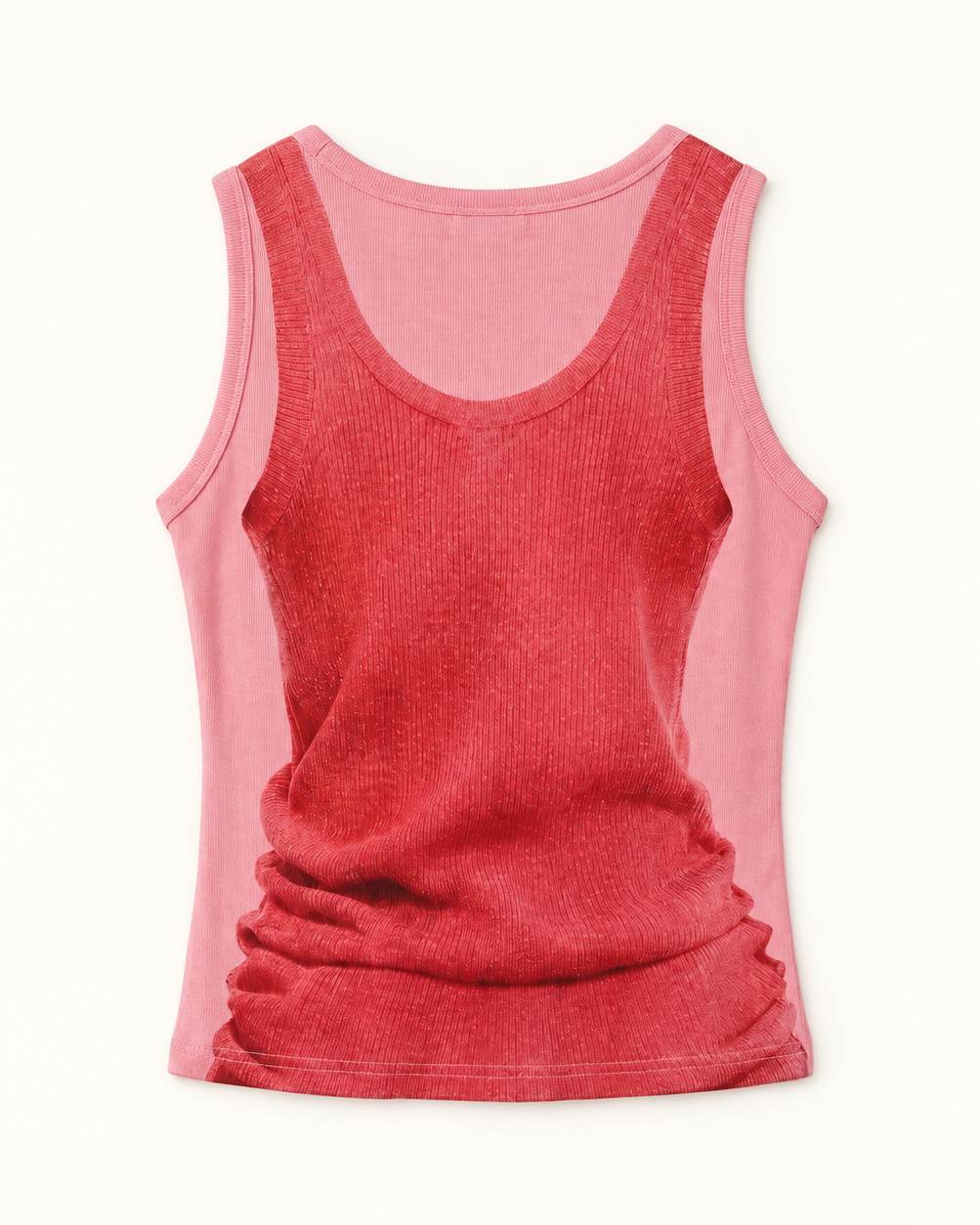 Layered Look Graphic Print Ribbed Tank Top — Red · 원본 4 수정본