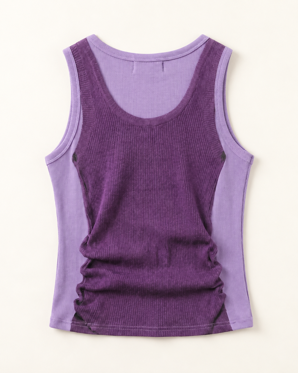 Layered Look Graphic Print Ribbed Tank Top — Light Purple · 원본 8 수정본