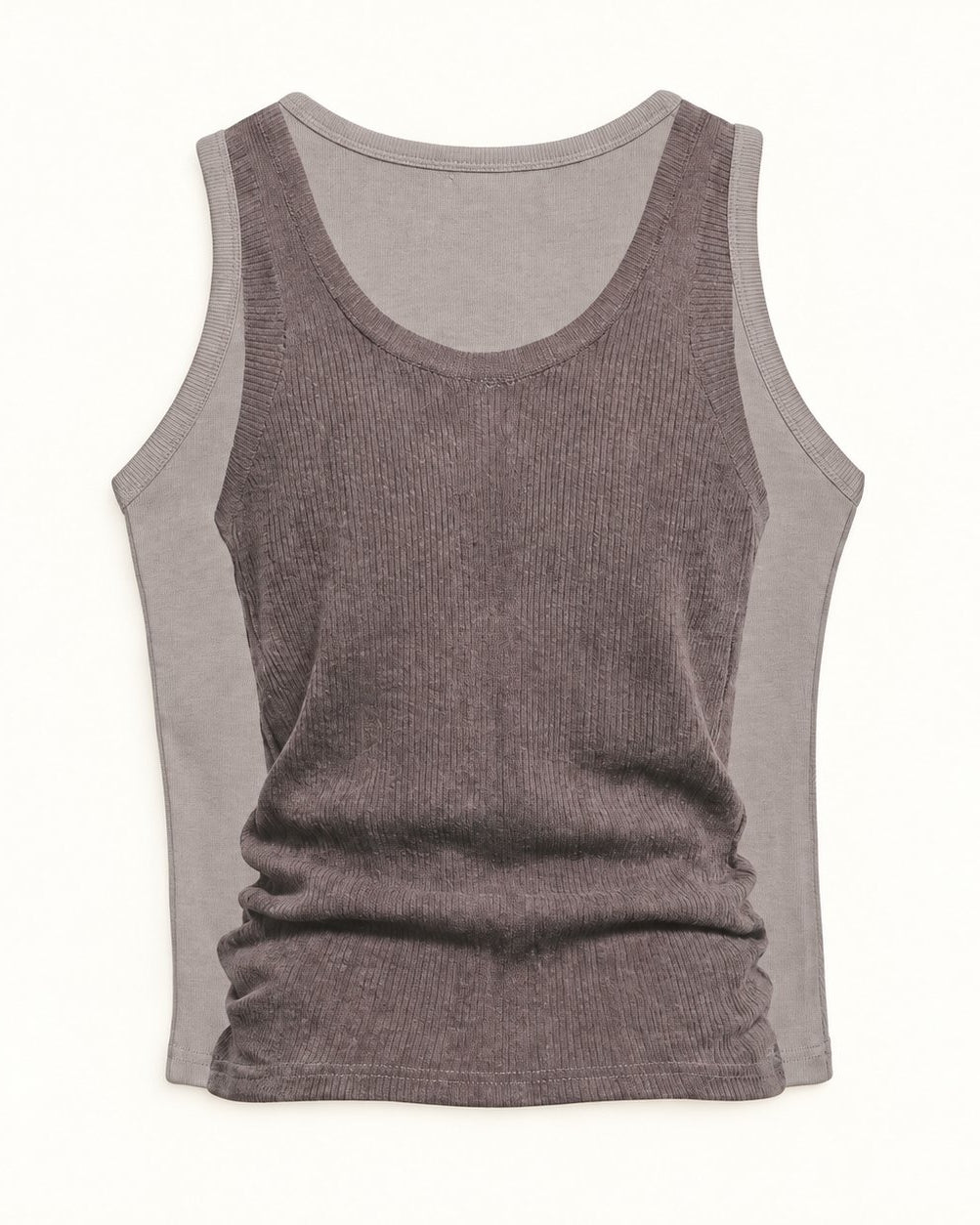 Layered Look Graphic Print Ribbed Tank Top — Gray · 원본 10 수정본