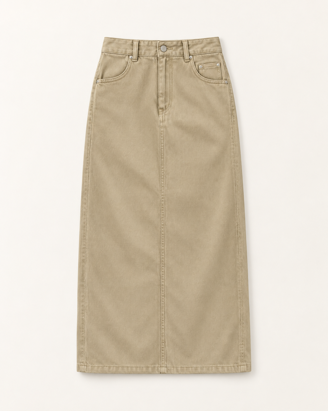 Straight Fit Cotton Skirt — Beige — product view
