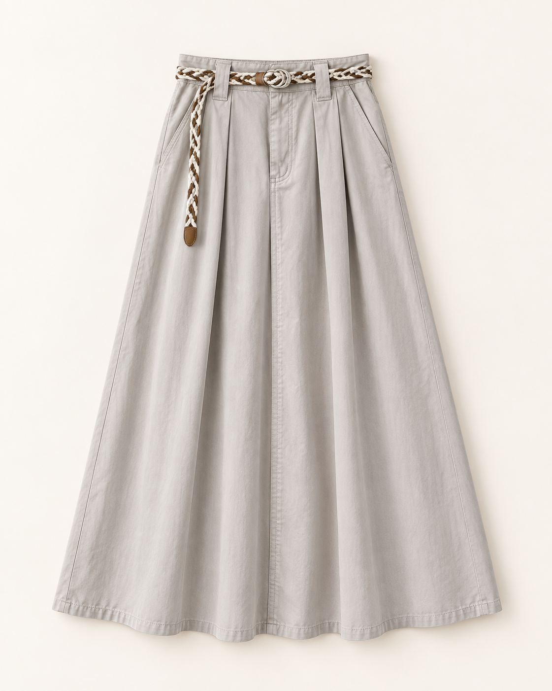 Soft A-Line Maxi Skirt — Light Gray — product view