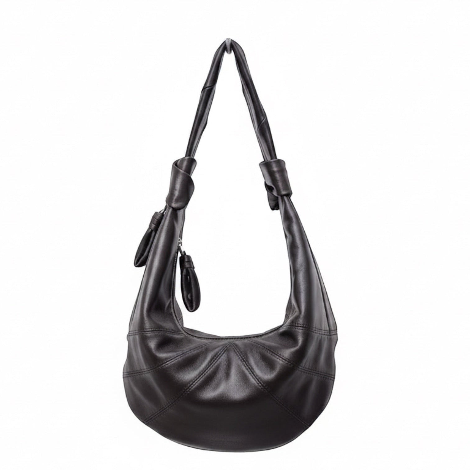 The JeJe Korea fashion&lifestyle 10-272 프리미엄 램스킨 노티드 호보백, 블랙