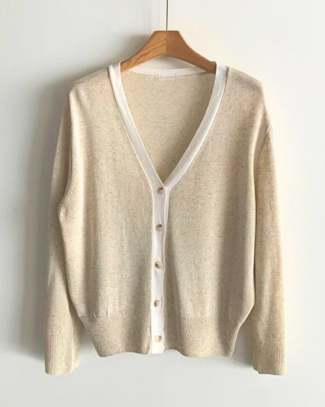 Linen Two-Tone Cardigan |V-Neck Cardigan | Made in Korea