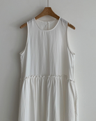Ruffle-Waist Sleeveless Resort Style Nylon Dress
