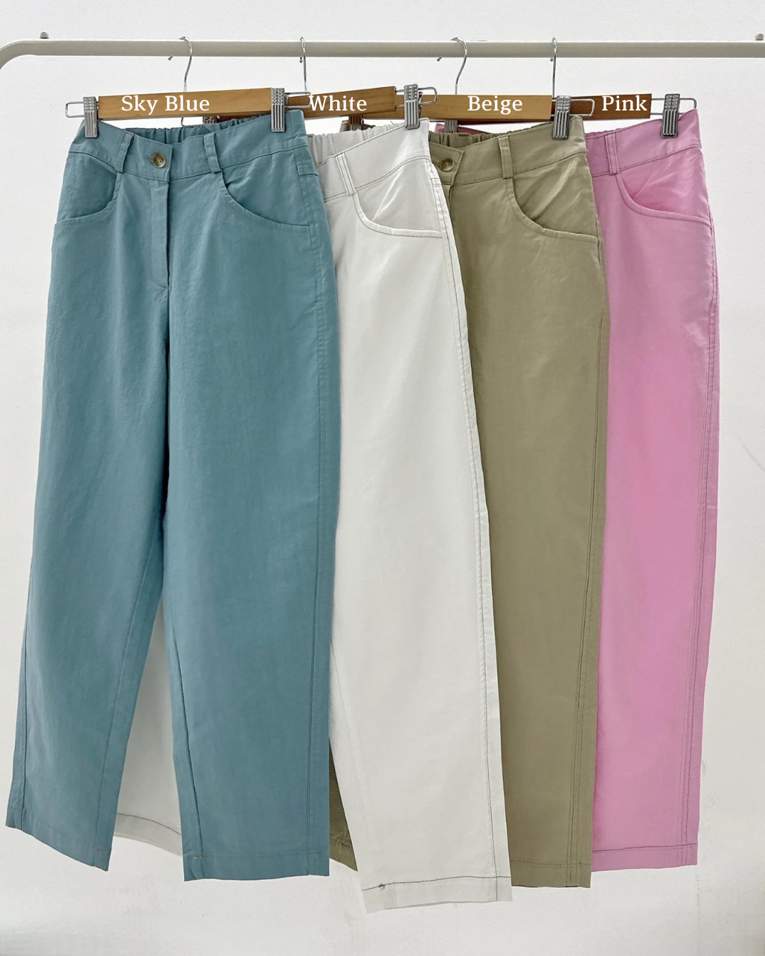 Summer Daily Cotton Back Banding Pants | Semi Baggy Stretch fit