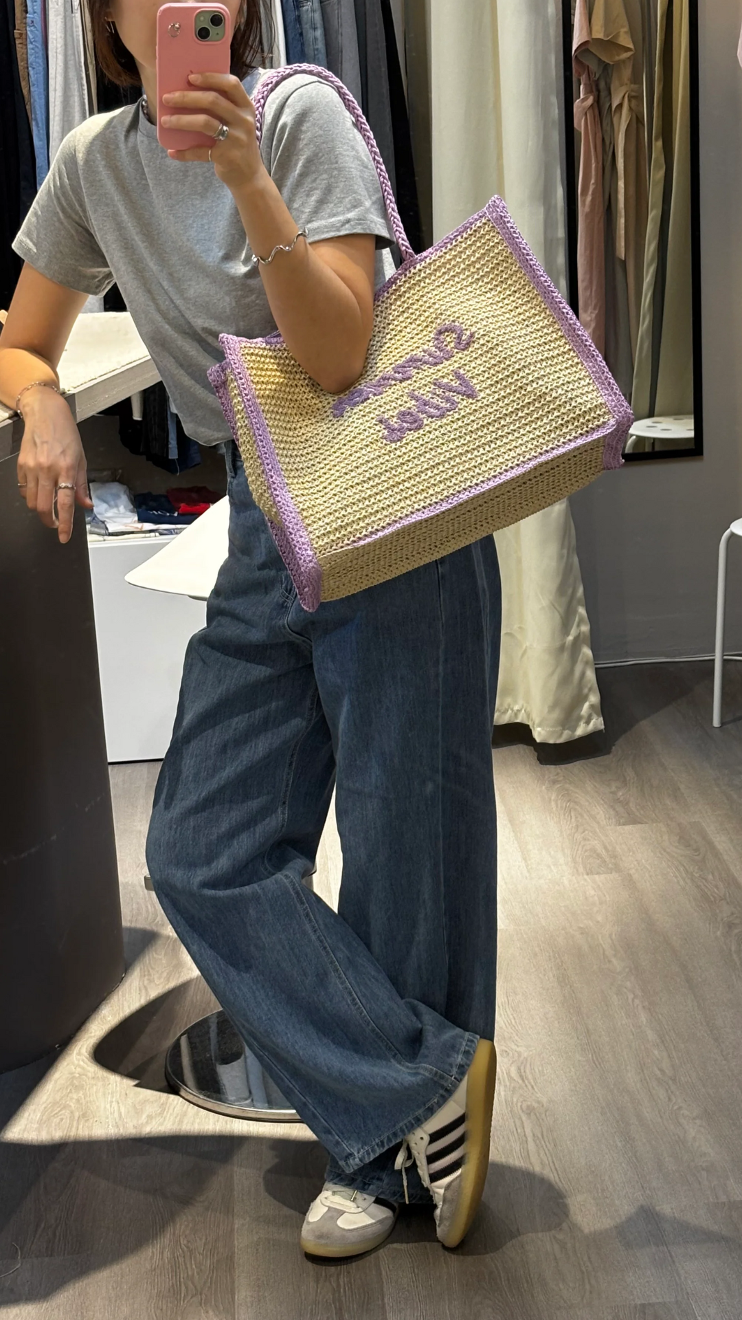 Pop Colored Rattan Shoulder Bag