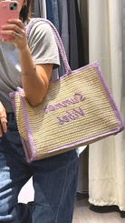 Pop Colored Rattan Shoulder Bag