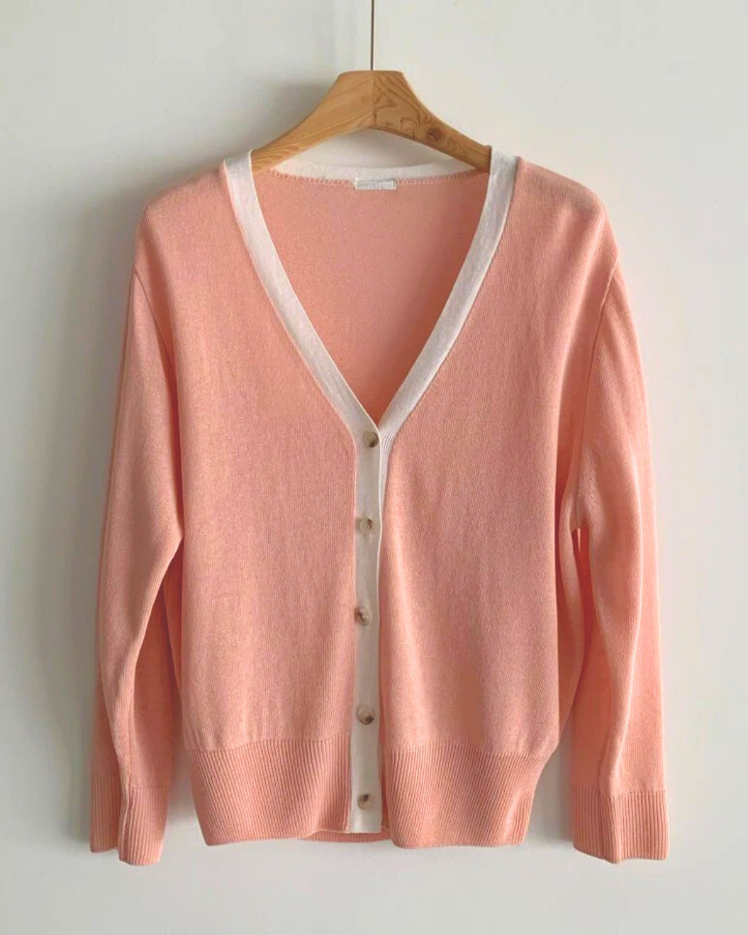 Linen Two-Tone Cardigan |V-Neck Cardigan | Made in Korea