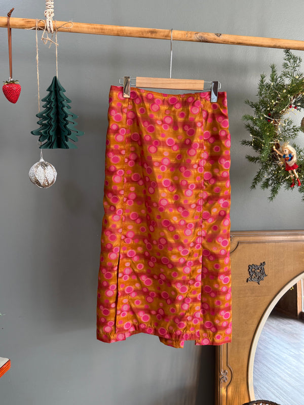 Handmade Orange Dot Back banding Skirt