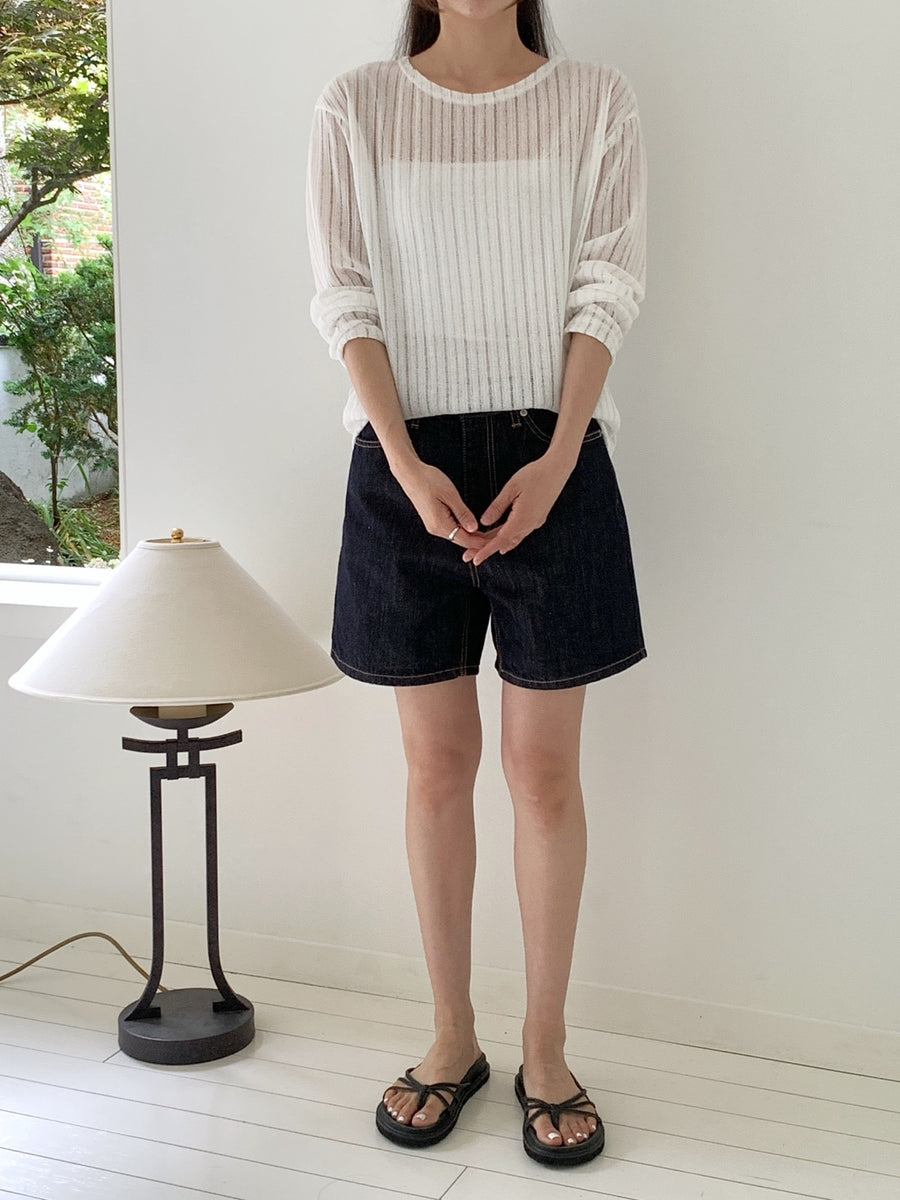 Sheer Textured Linen Blended Knit