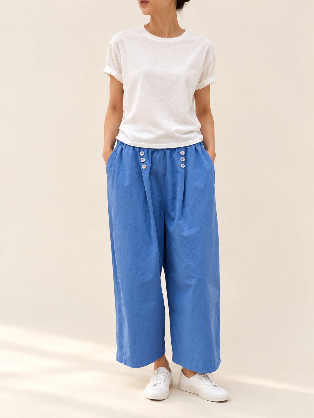 Button Front Cotton Pants — Blue · 원본 15 수정본