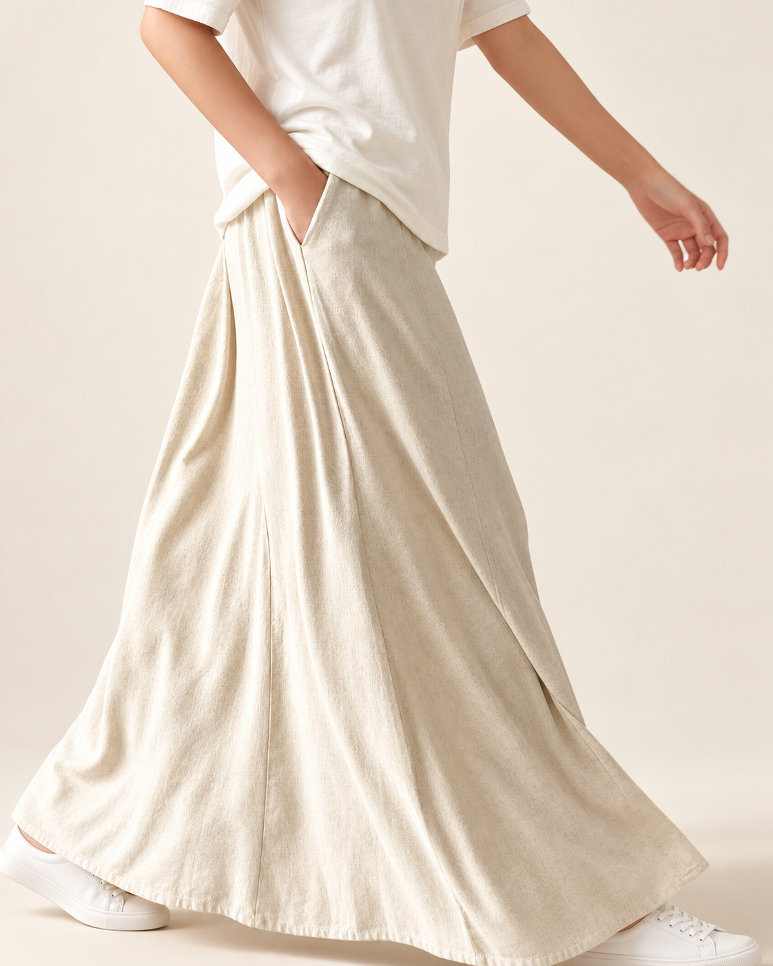 Slim cut linen pocket banding long skirt — 원본 색상 · 원본 1 수정본