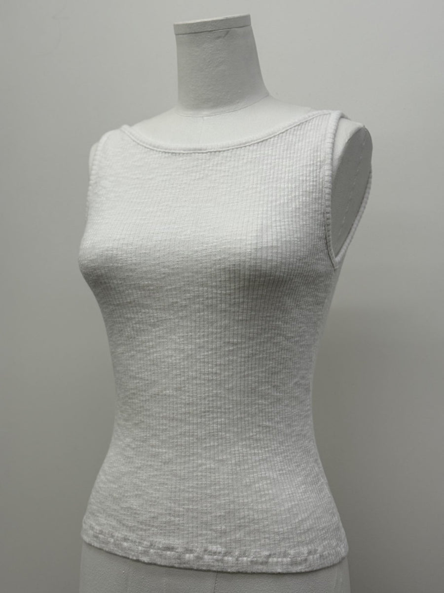 Ribbed Boat Neck Tank Top