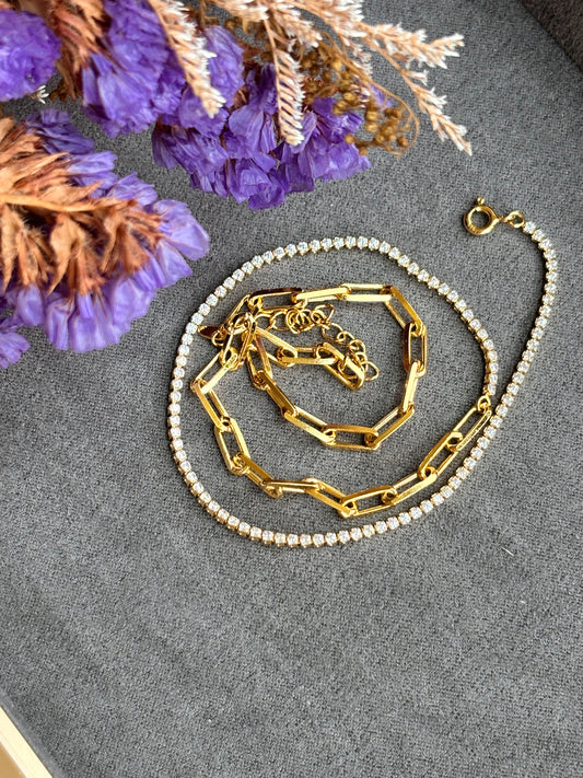 Gold plated Sterling Silver Half chain necklace