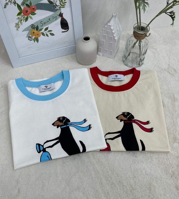 Biker Dog Print T-Shirt