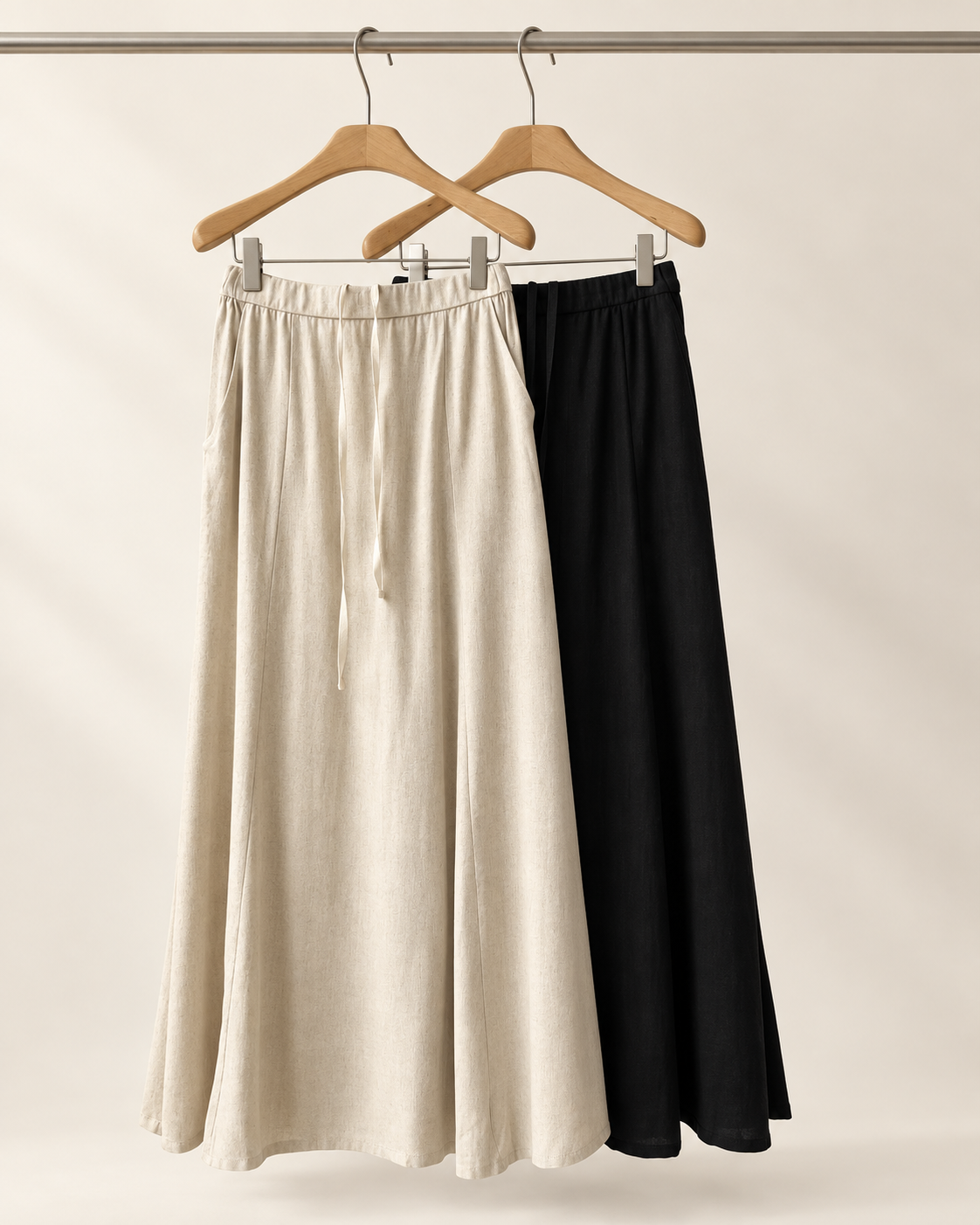 Slim cut linen pocket banding long skirt — 원본 색상 · 원본 6 수정본