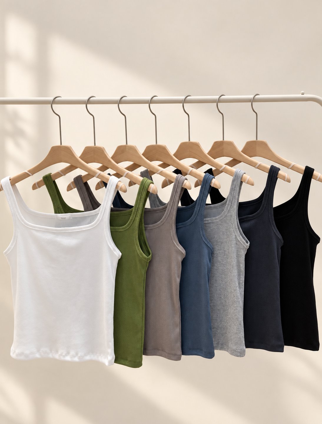 Ribbed Henley Tank Top — 전체 사진 색상 · 원본 2 수정본