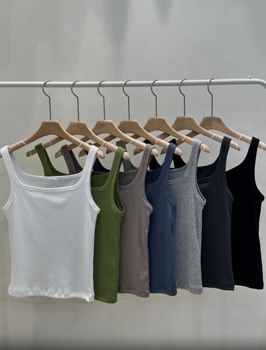 Ribbed Henley Tank Top