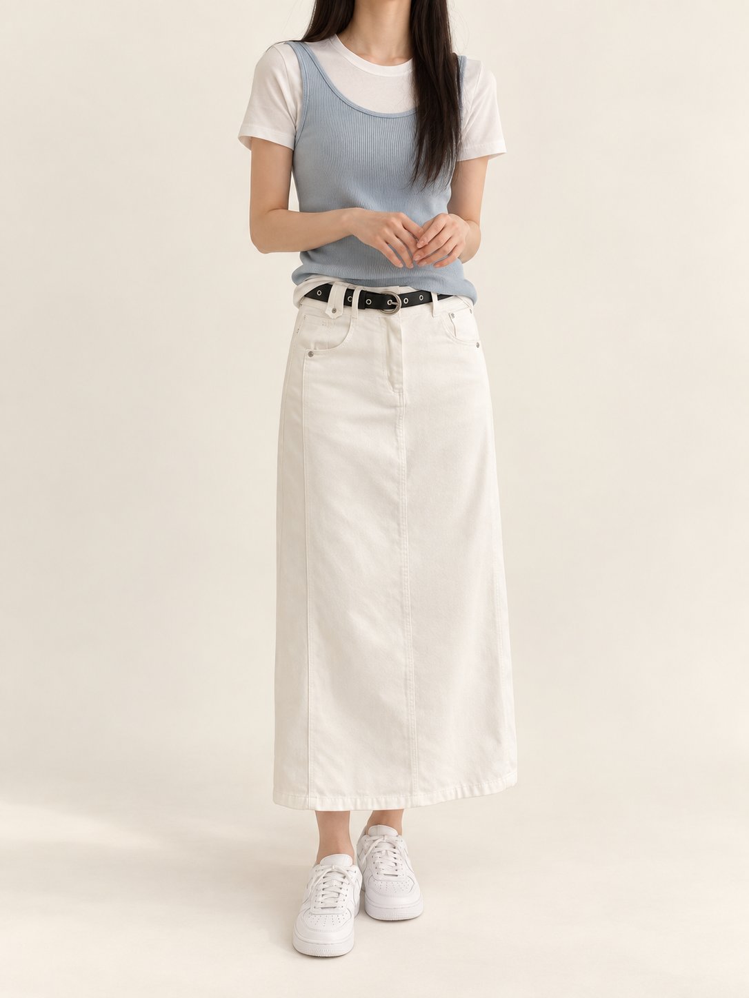 Straight Fit Cotton Skirt — 원본 색상 · 원본 3 수정본