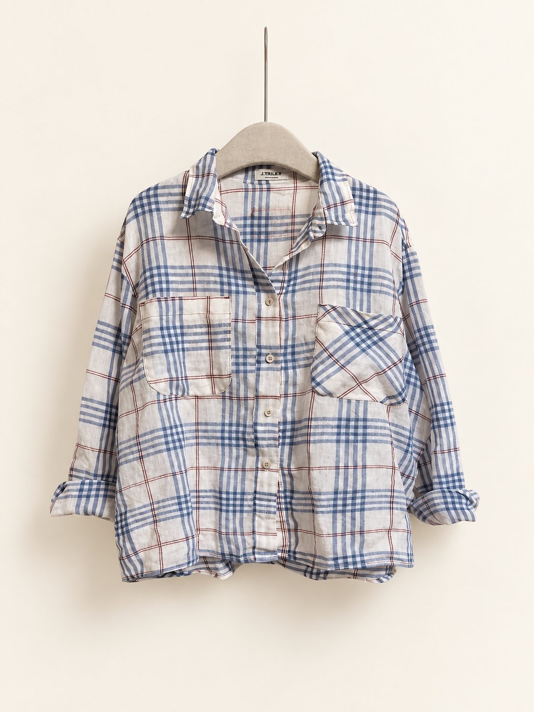 Soft Plaid Linen Shirt — 원본 색상 · 원본 2 수정본