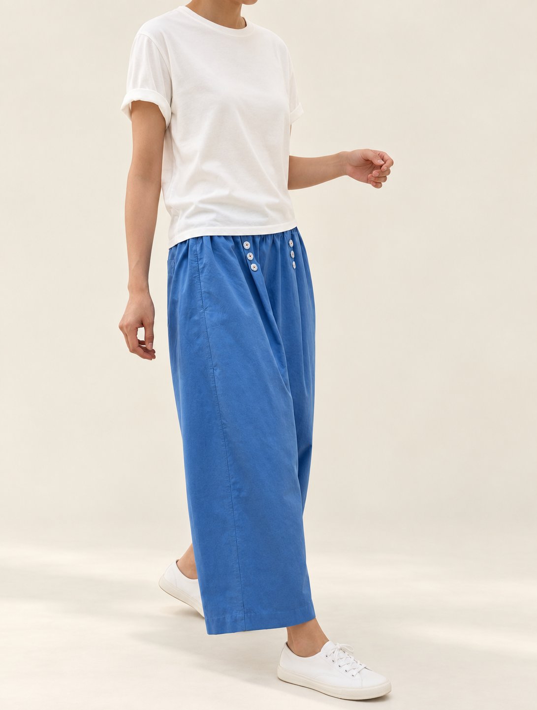 Button Front Cotton Pants — Blue · 원본 19 수정본