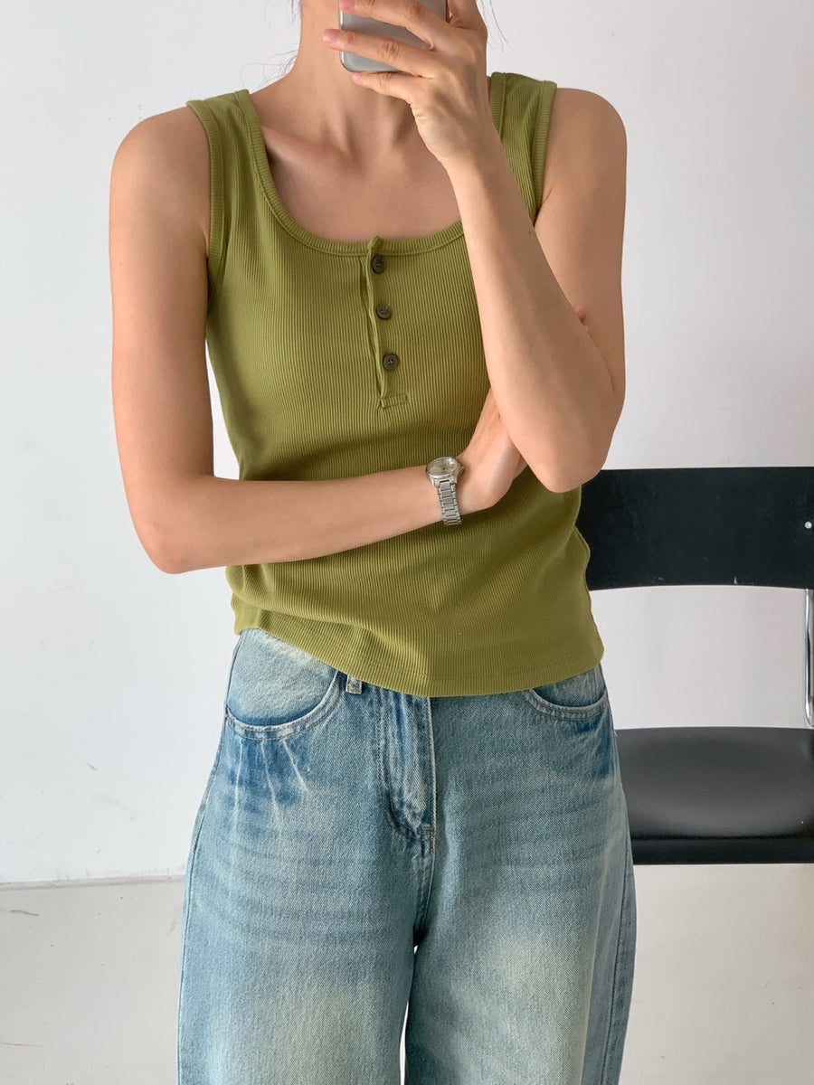 Casual Button Tank Top | Korean Fashion Singapore
