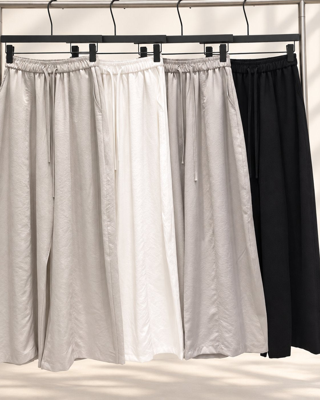 Wide Fit Cotton Banding String Pants — Light Gray · 원본 5 수정본