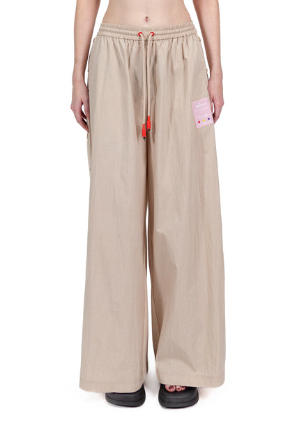 Drawstring Mixed Fabric Pants Long